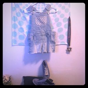 Girls overalls with blue Tommy Hilfiger shoes